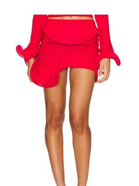 XS Sid Neigum Red Sculpted Wave Mini Skirt REVOLVE